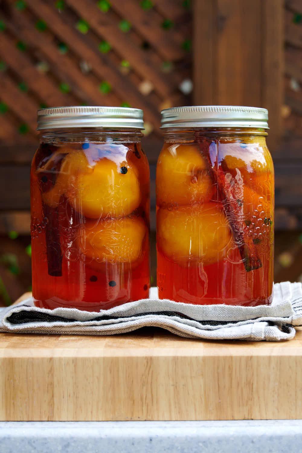Pickled Peaches in Sweet and Tart Pickling Brine