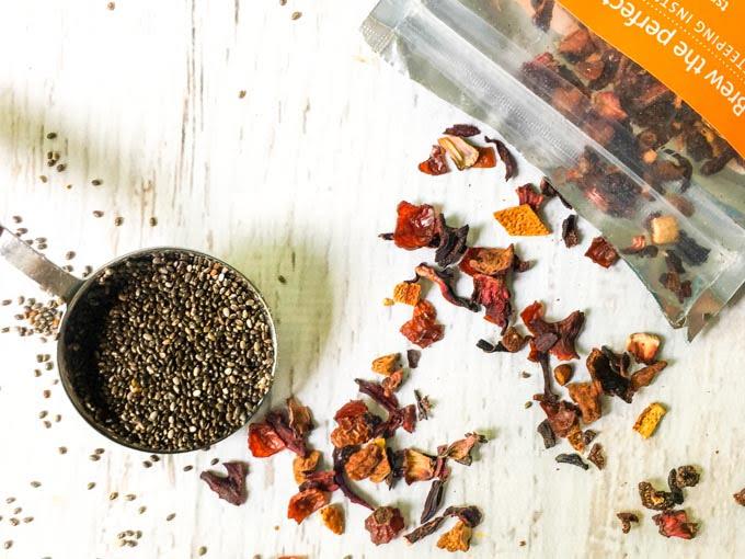 This low carb fruit chia tea is a healthy and tasty drink you can easily make at home instead of buying an expensive one at the store. Using fruity herbal tea you can make any variety of flavors you wish!